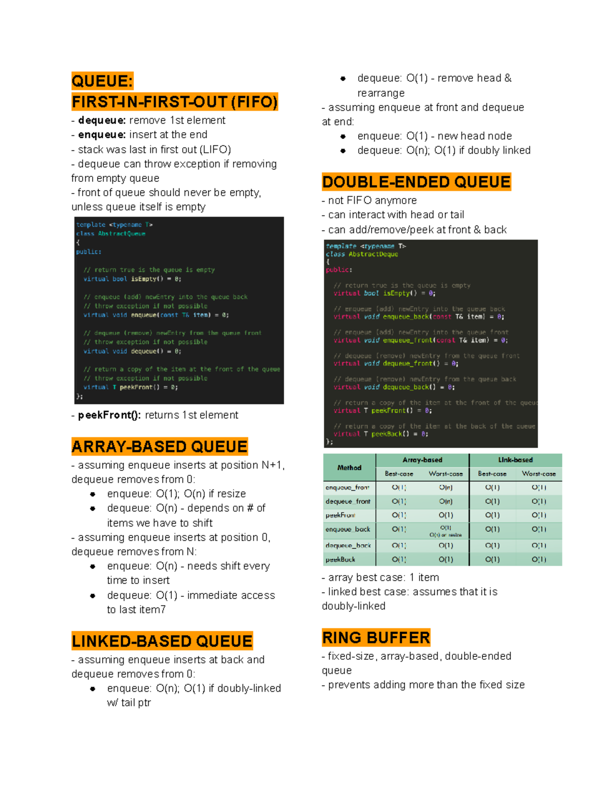 Queues - QUEUE: FIRST-IN-FIRST-OUT (FIFO) dequeue: remove 1st element ...