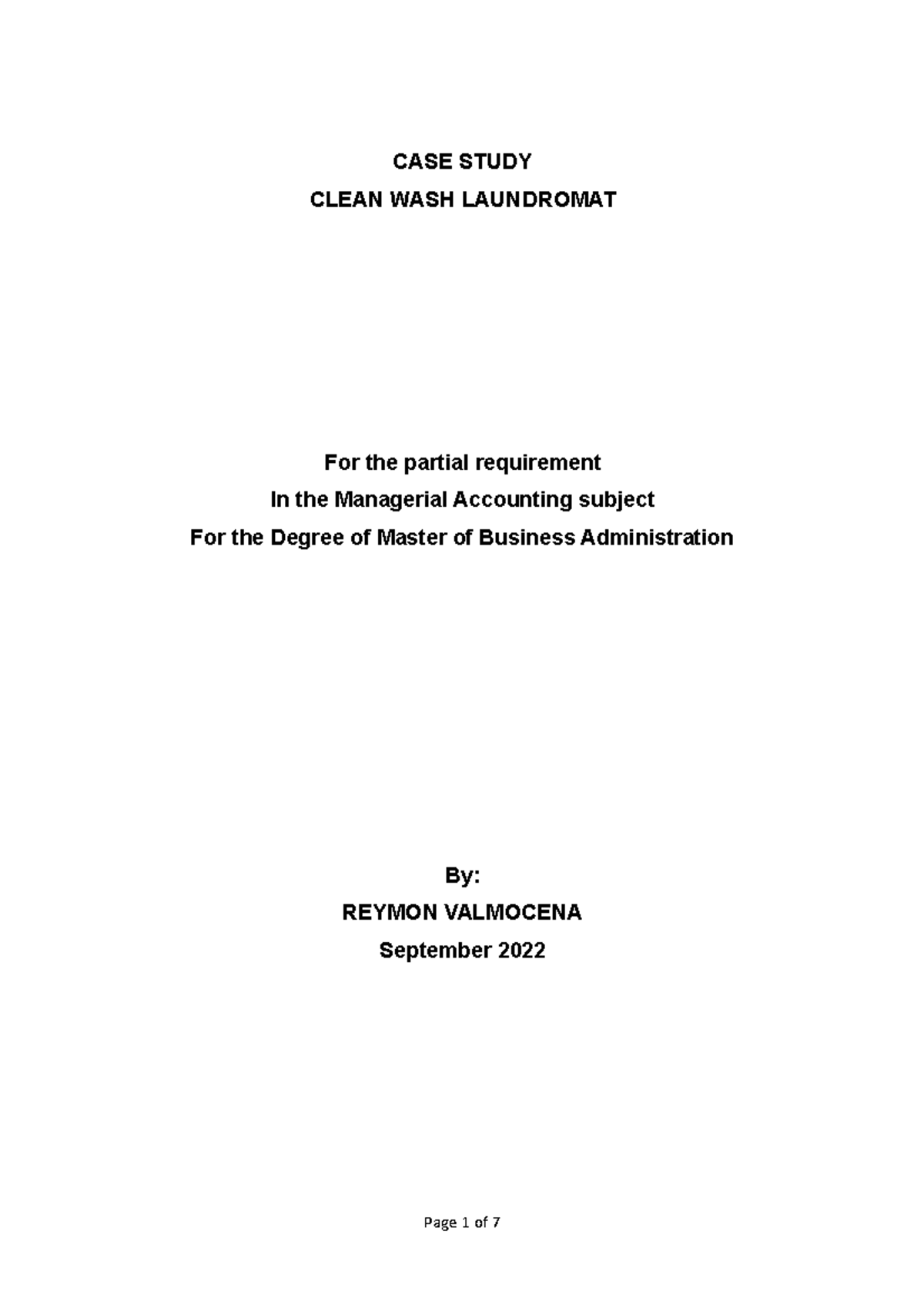 RVVCASE Study Clean WASH Laundromat 2022 CASE STUDY CLEAN WASH