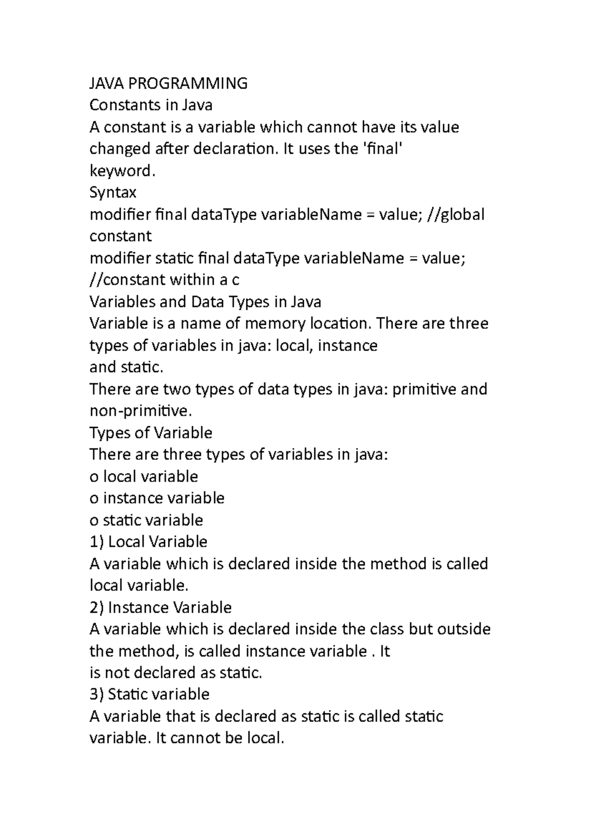 java-8-lecture-notes-java-programming-constants-in-java-a-constant