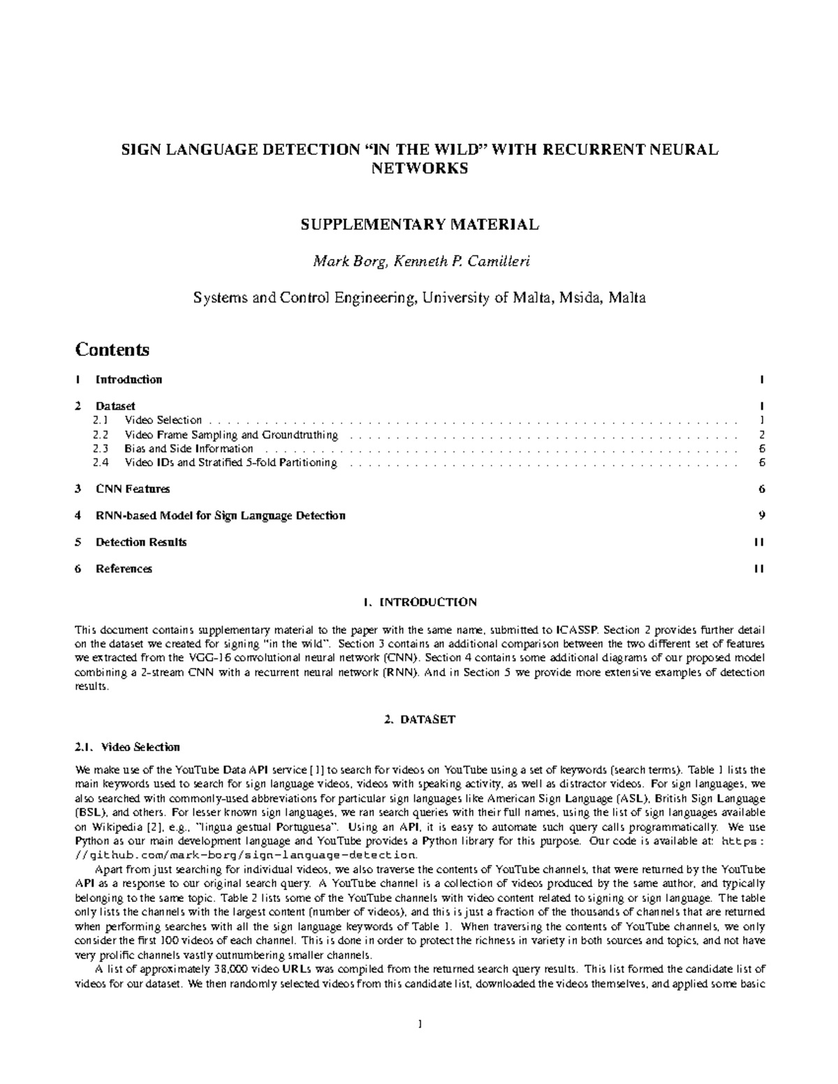Sld-supp - SIGN LANGUAGE DETECTION “IN THE WILD” WITH RECURRENT NEURAL ...