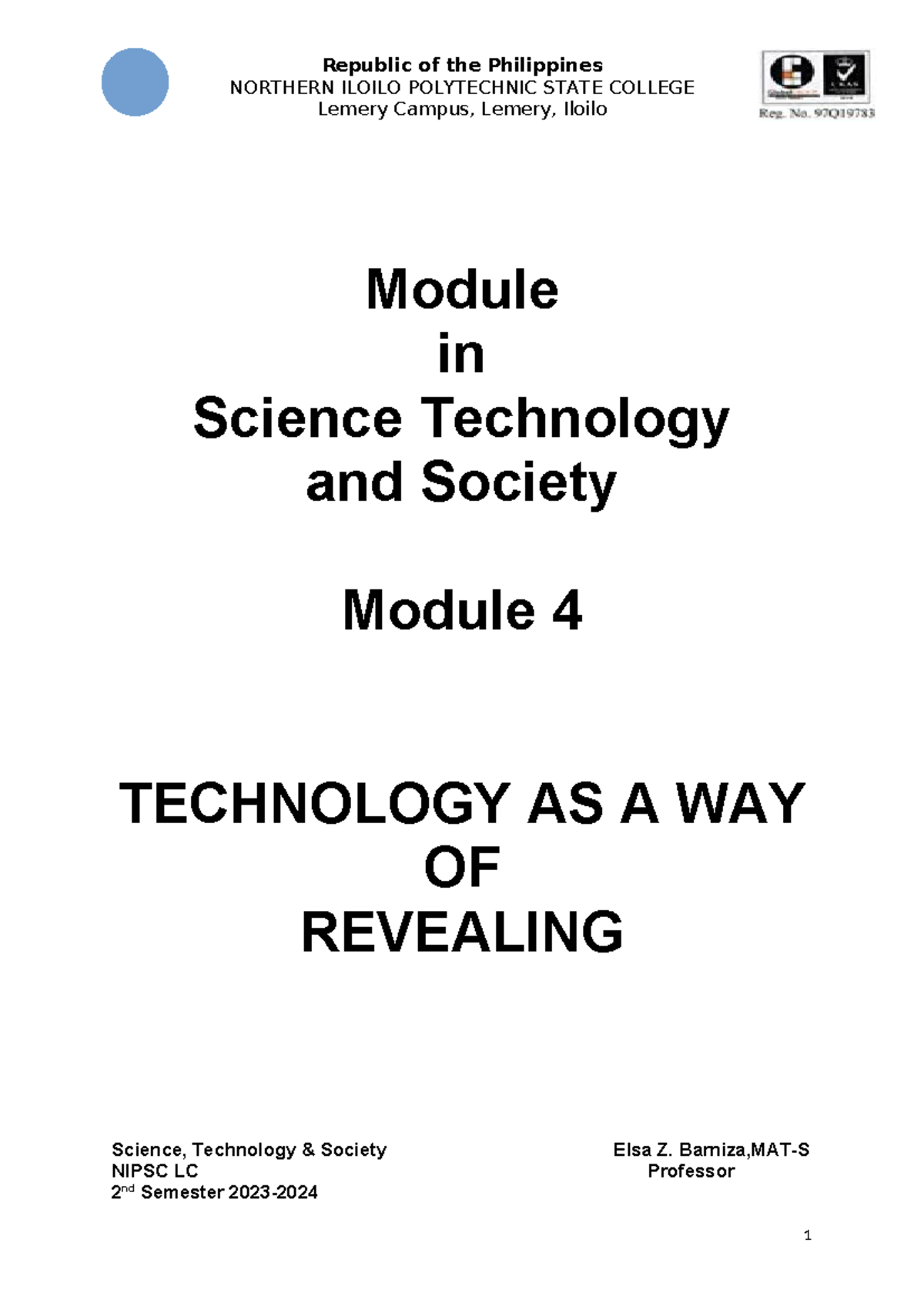 Module 4 STS 2023 2024 - NORTHERN ILOILO POLYTECHNIC STATE COLLEGE ...