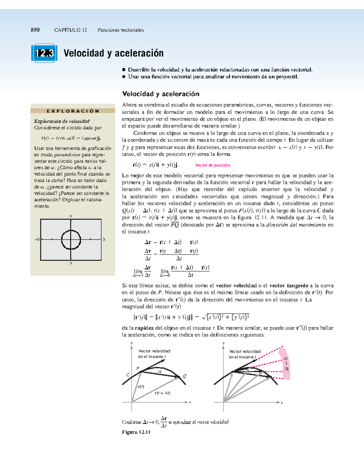 12.3 Velocidad Y Aceleracion - 850 CAPÍTULO 12 Funciones Vectoriales ...