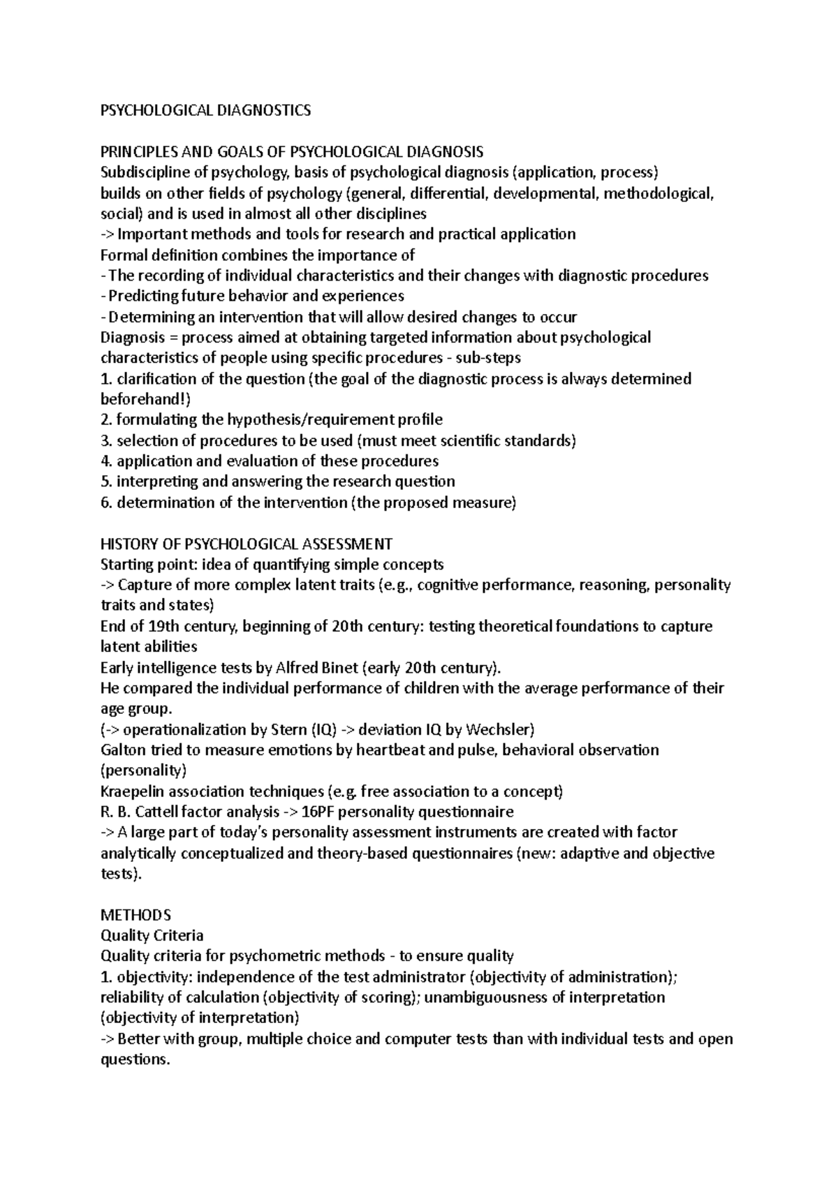 Psychological Diagnostics PSYCHOLOGICAL DIAGNOSTICS PRINCIPLES AND