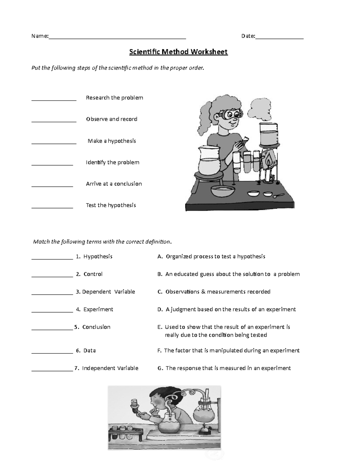 Scientific Method Worksheet Name