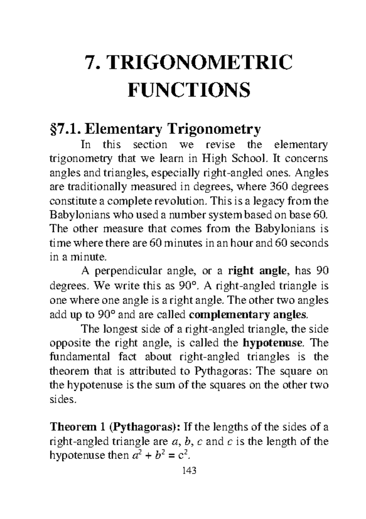 CHAP07 Trigonometric Functions - 7. TRIGONOMETRIC FUNCTIONS § 7 .1 ...
