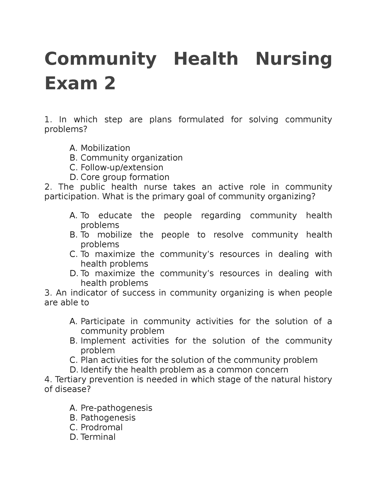 essay about community health