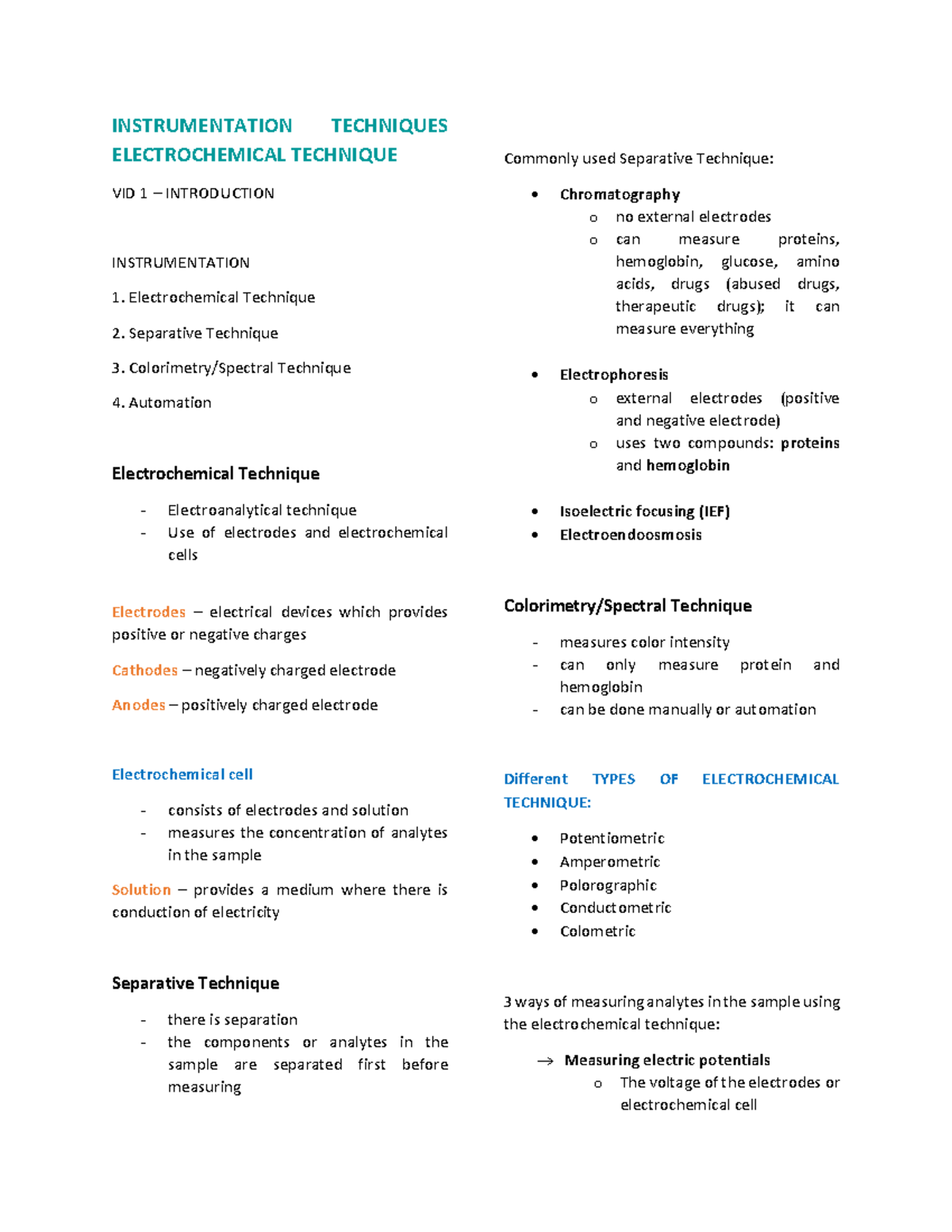 03 Clinical Chemistry Instrumentation Techniques INSTRUMENTATION TECHNIQUES ELECTROCHEMICAL