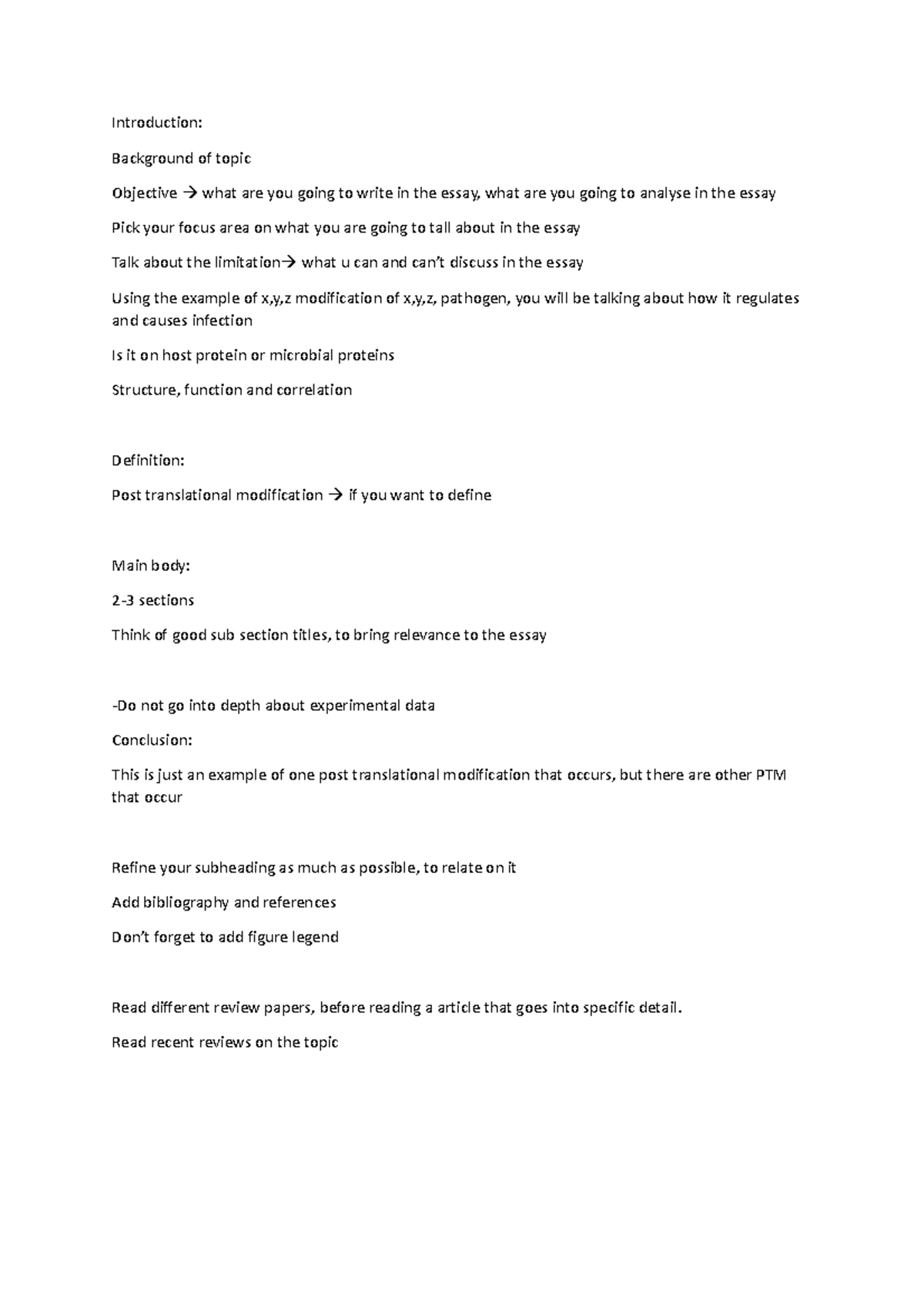 Essay tips - Introduction: Background of topic Objective what are you ...