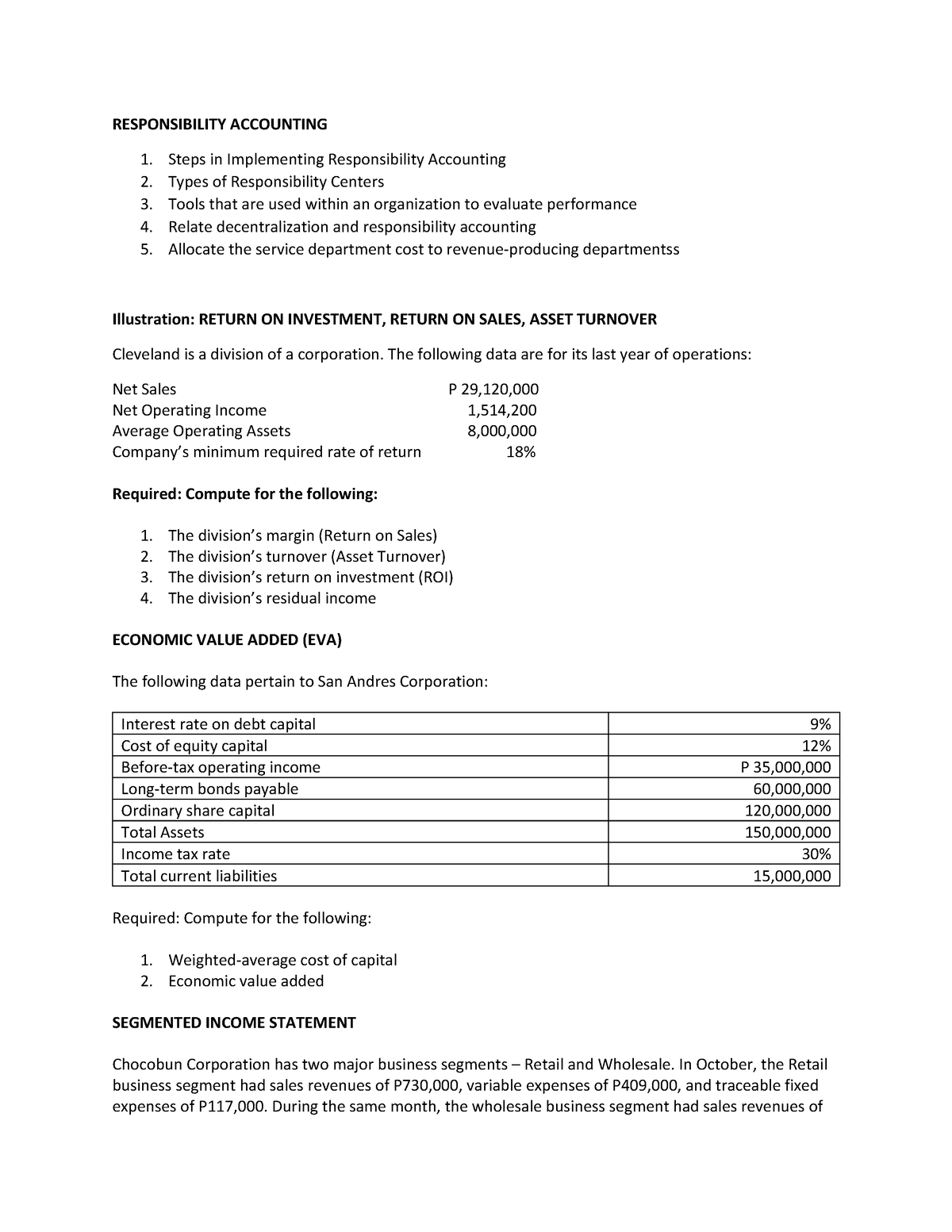 responsibility accounting essay