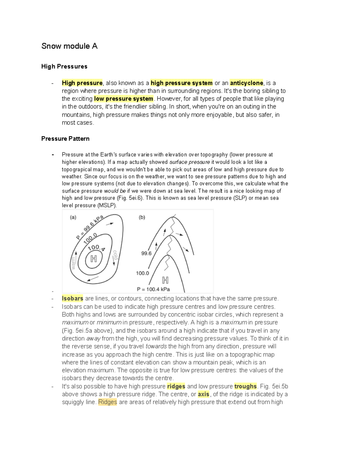 ATSC Snow Module - Snow Module A High Pressures High Pressure, Also ...