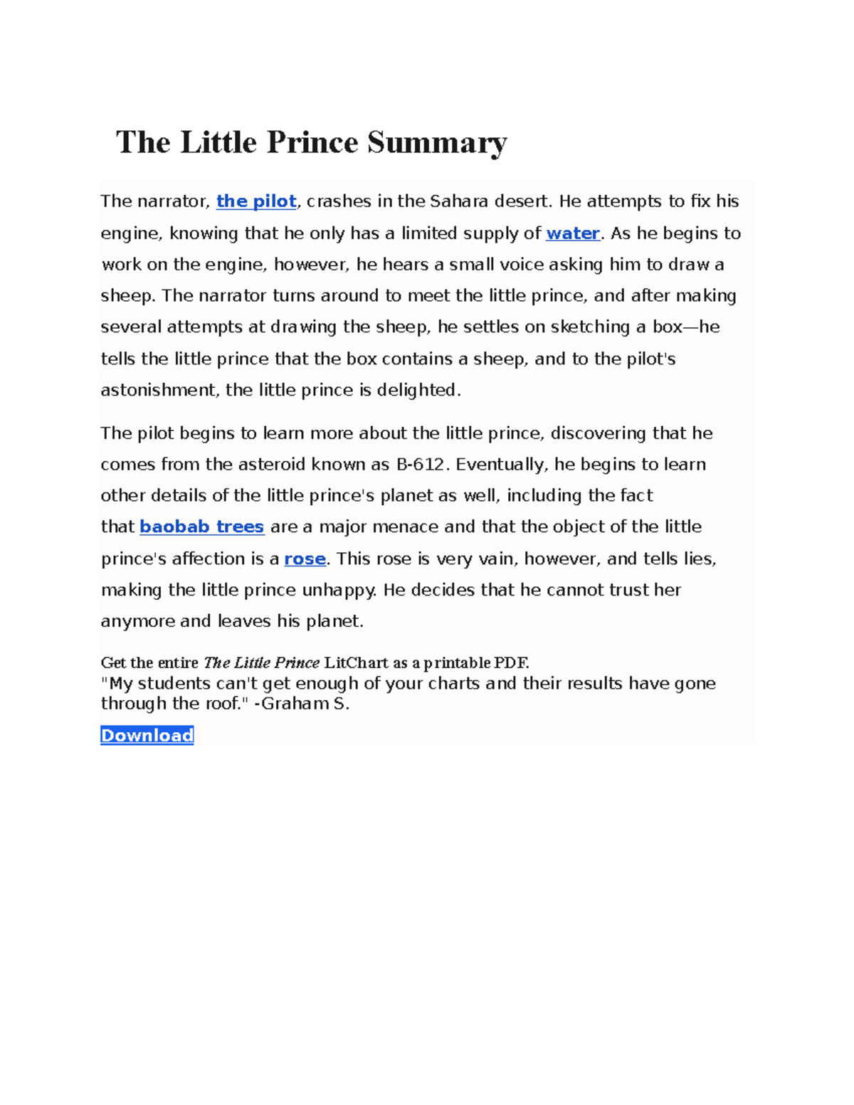 The Little Prince Summary He Attempts To Fix His Engine Knowing That 