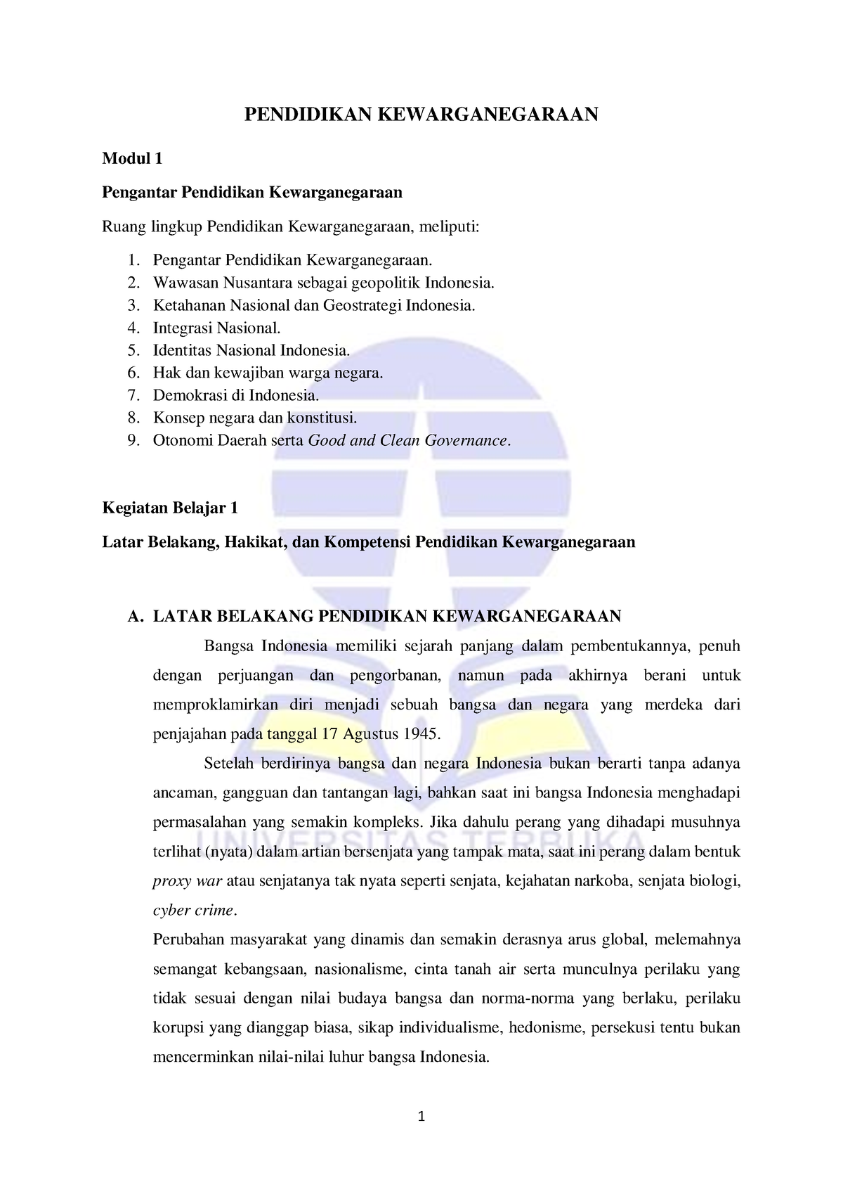 Modul 1. Pendidikan Kewarganegaraan - PENDIDIKAN KEWARGANEGARAAN Modul ...