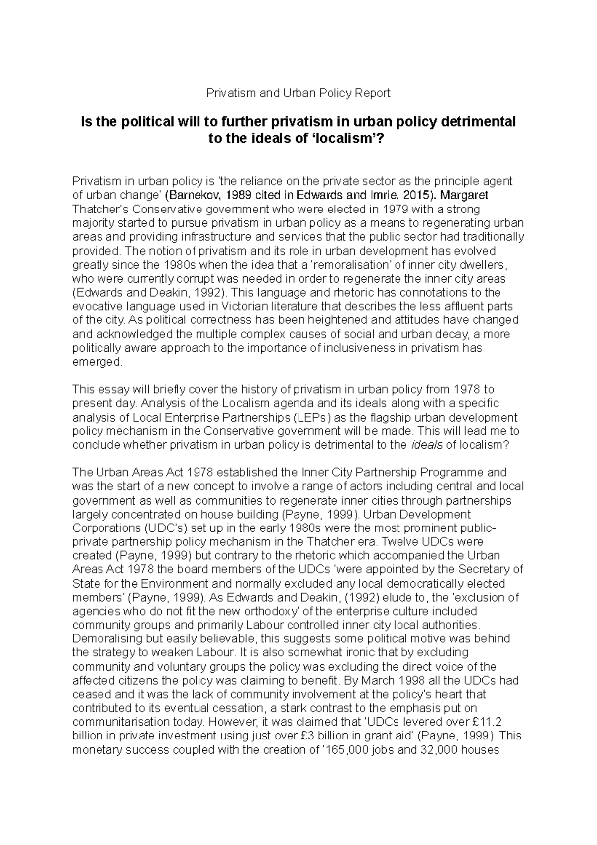 Privatism and Urban Policy Report Final - Privatism and Urban Policy ...
