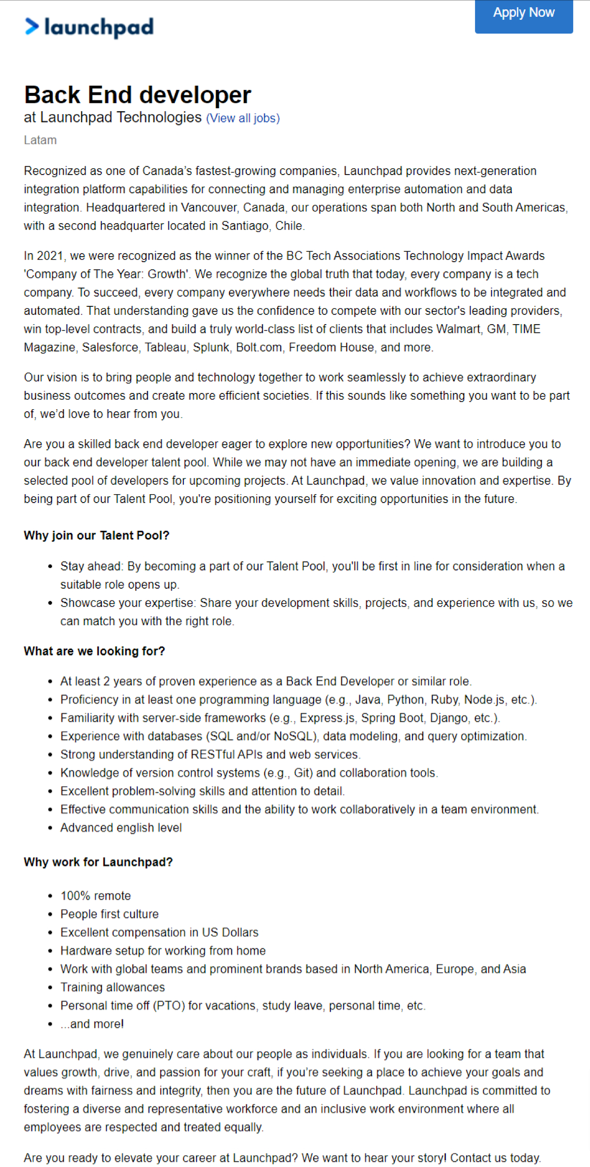 Back End developer at Launchpad Technologies - Anatomía - Studocu