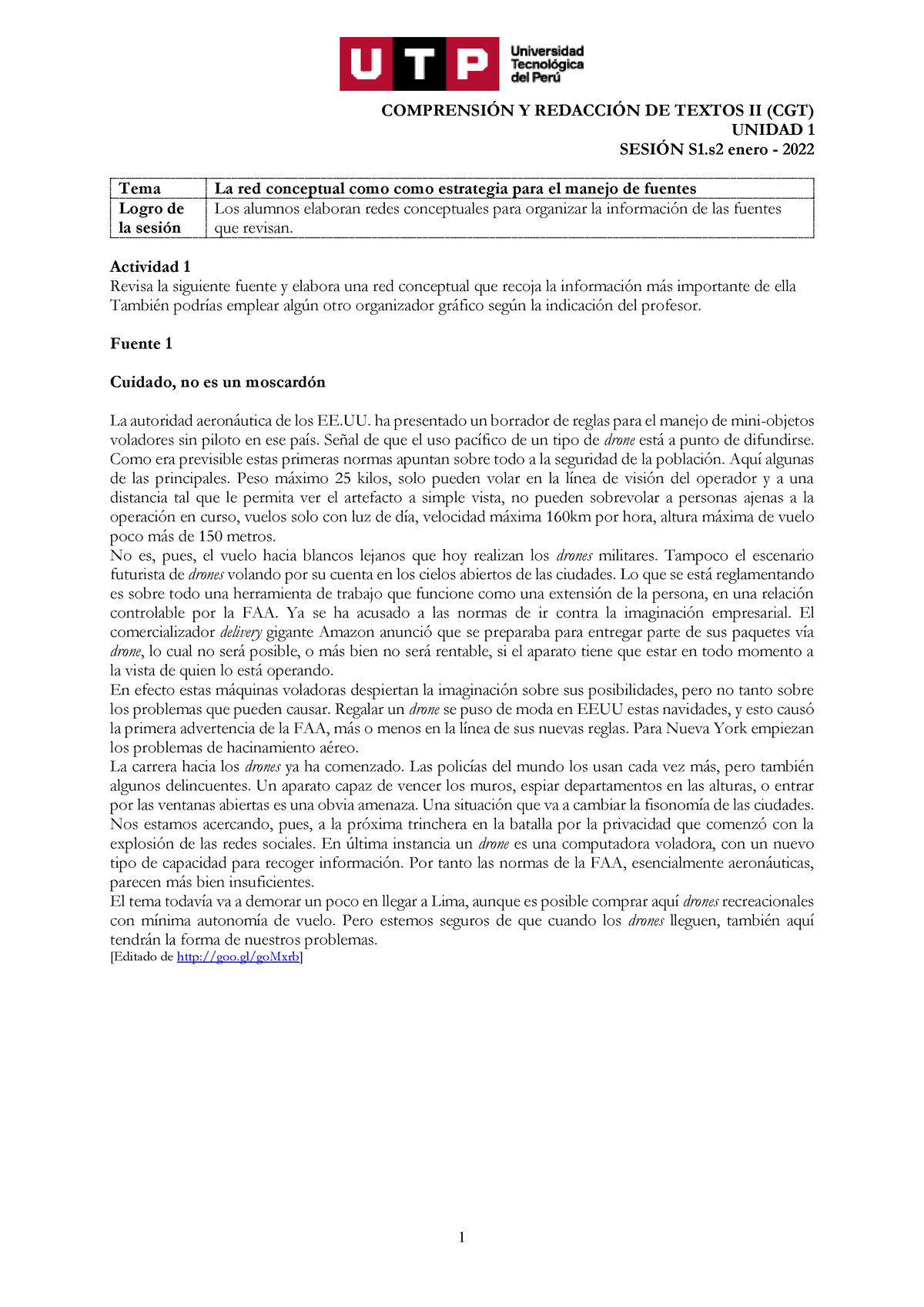 S01.s2 CRT2 Actividad Y Fuentes - 1 COMPRENSI”N Y REDACCI”N DE TEXTOS ...