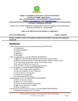 Course Outline 1 HML 3227 Immunological Techniques MERU University ...