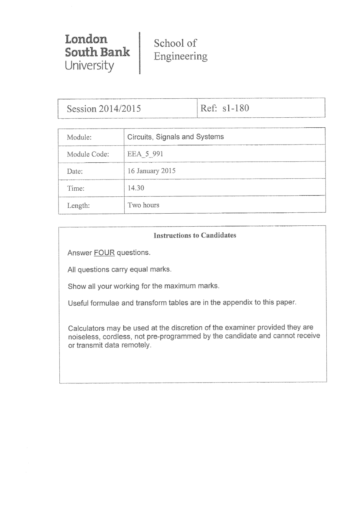 Exam 2015, questions - EEA5991 - Studocu