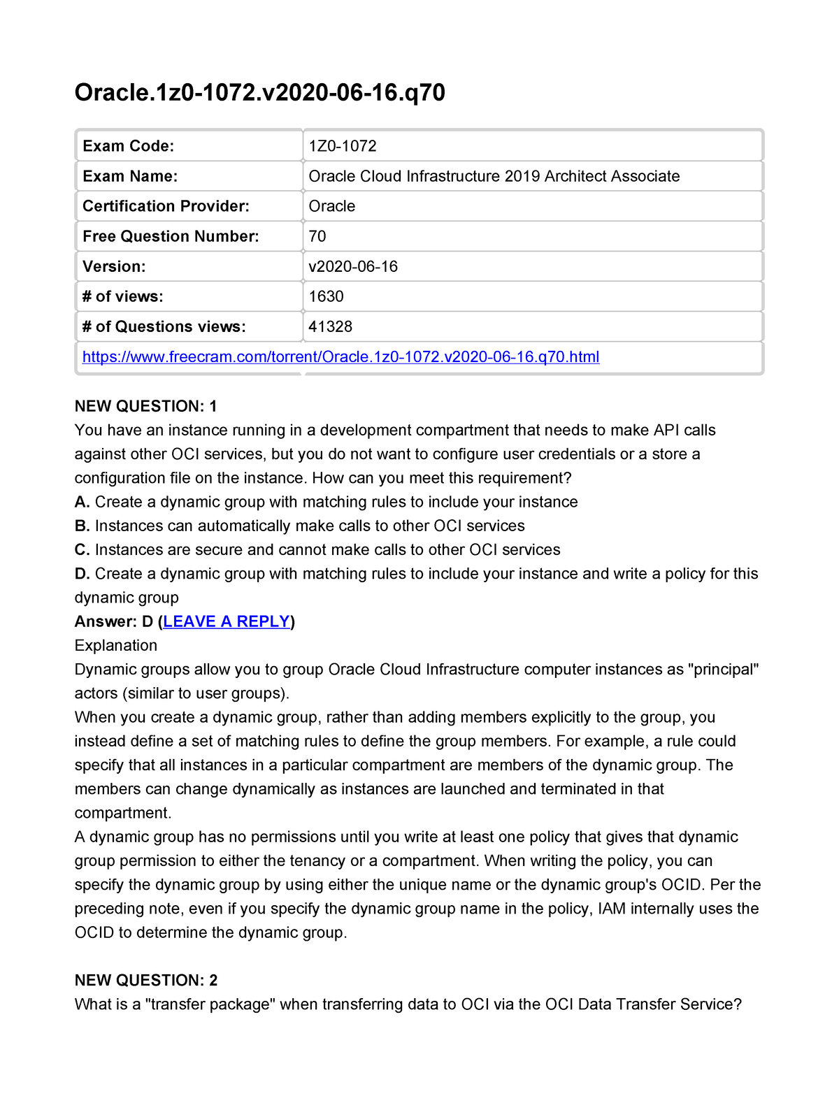 Latest 1z0-1072-22 Exam Topics