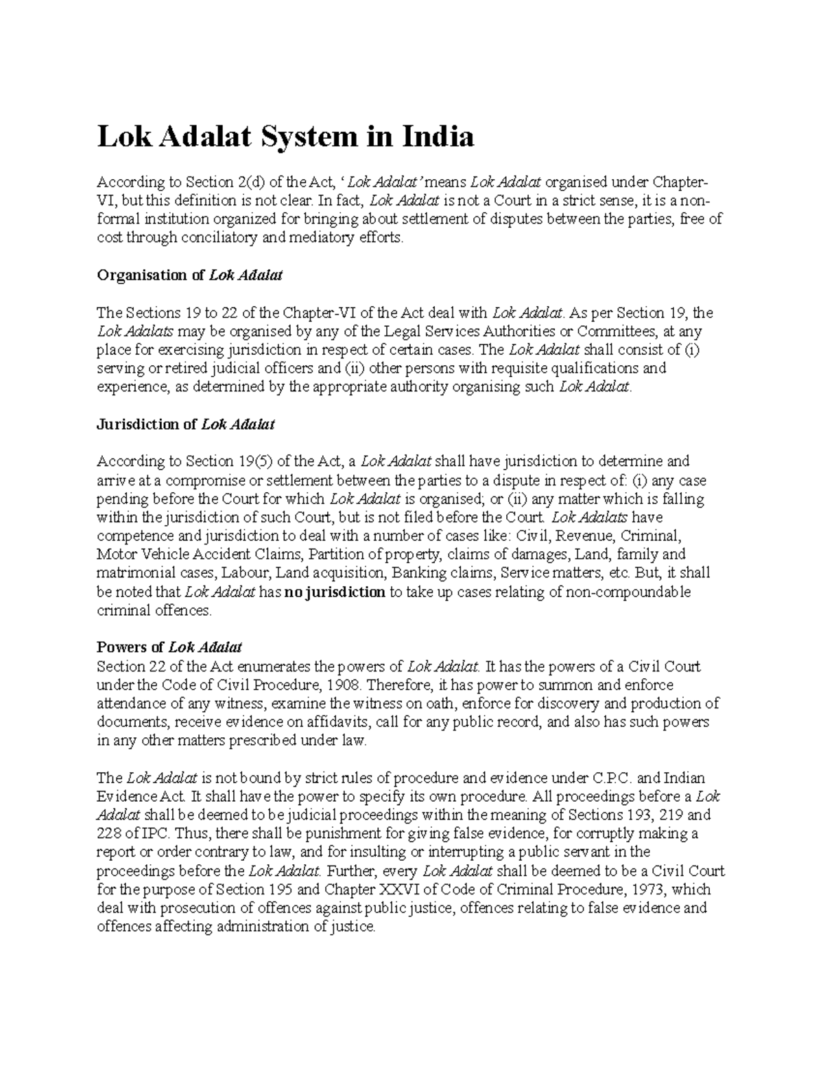 Lok Adalat, Family Court - Lok Adalat System In India According To ...