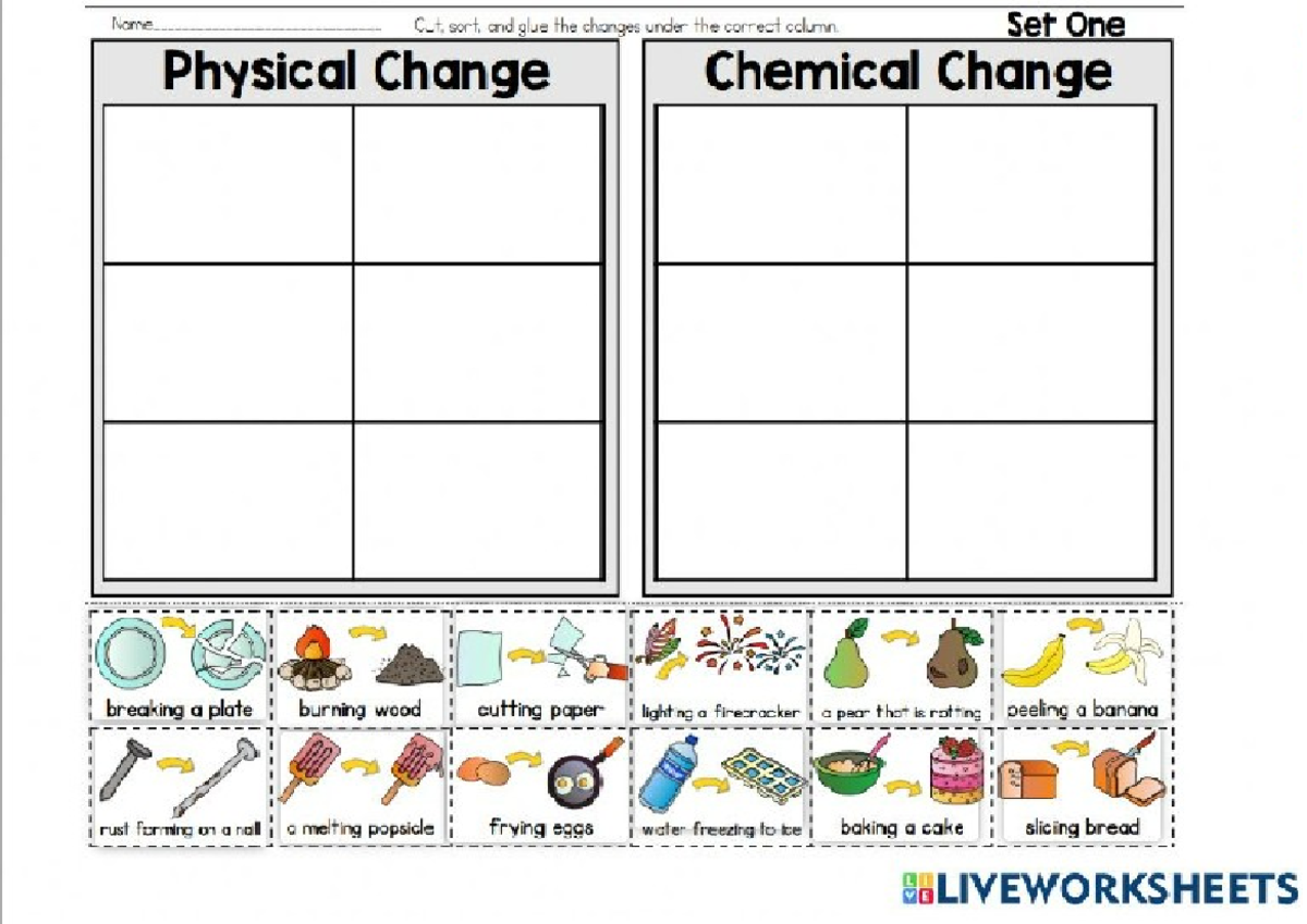 Physical and Chemical Change Worksheet - Information Technology - Studocu