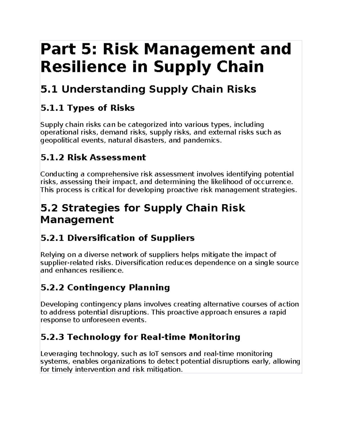 SCM Part V - hello - Part 5: Risk Management and Resilience in Supply ...