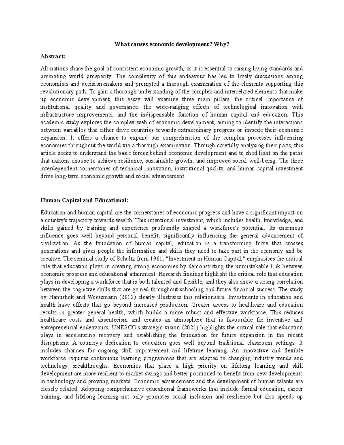 Research Paper - A+ grade lettering. - What causes economic development ...