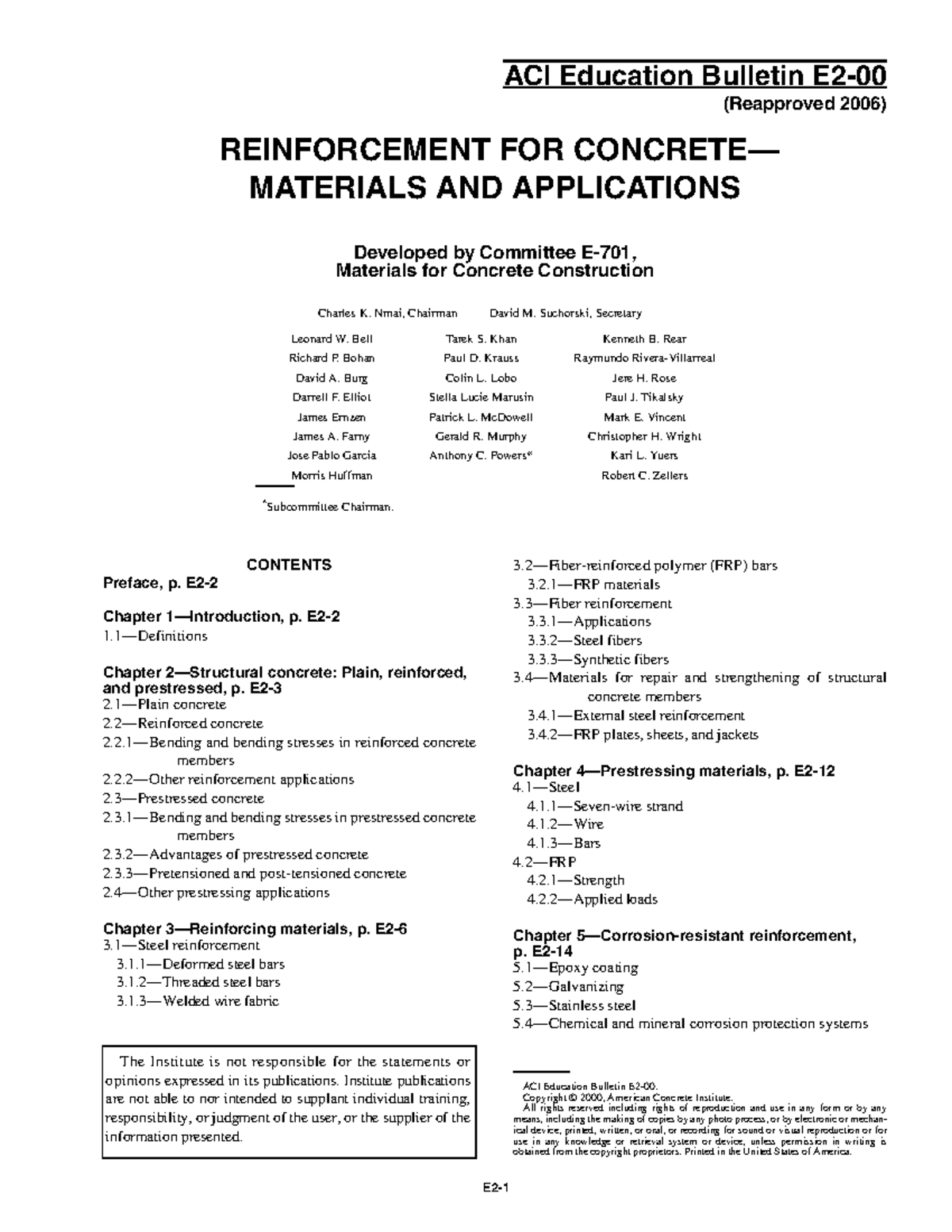 Plain concrete - E2- ACI Education Bulletin E2-00. Copyright © 2000 ...
