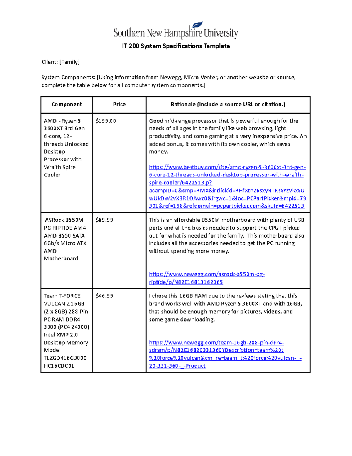 IT 200 System Specifications Lesa Cabanig - IT 200 System ...