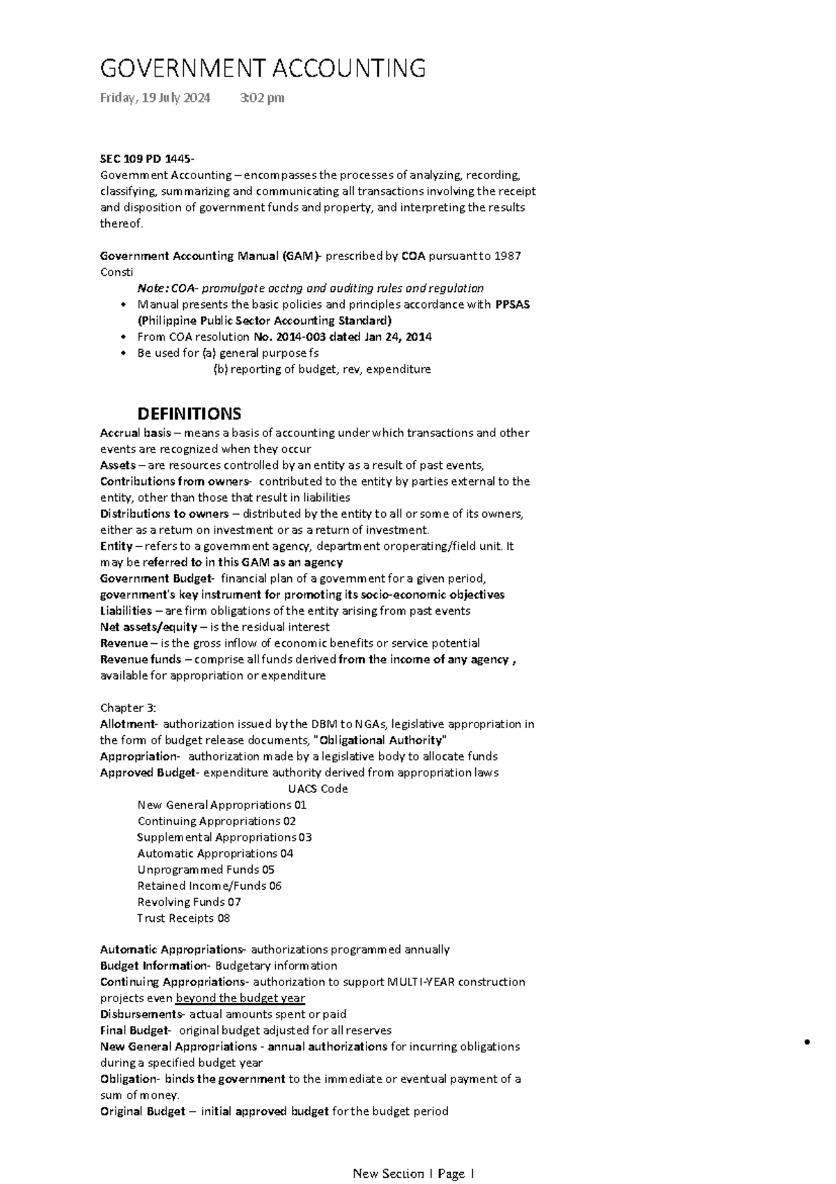 Government Accounting notes - SEC 109 PD 1445- Government Accounting ...