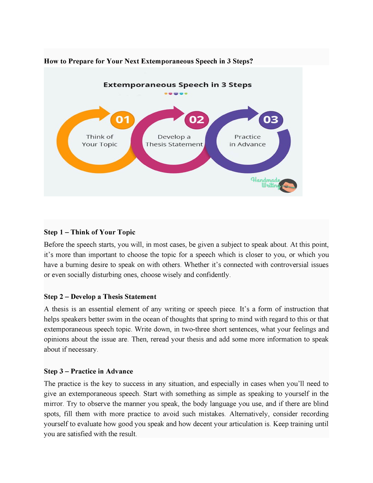 how to prepare extemporaneous speech