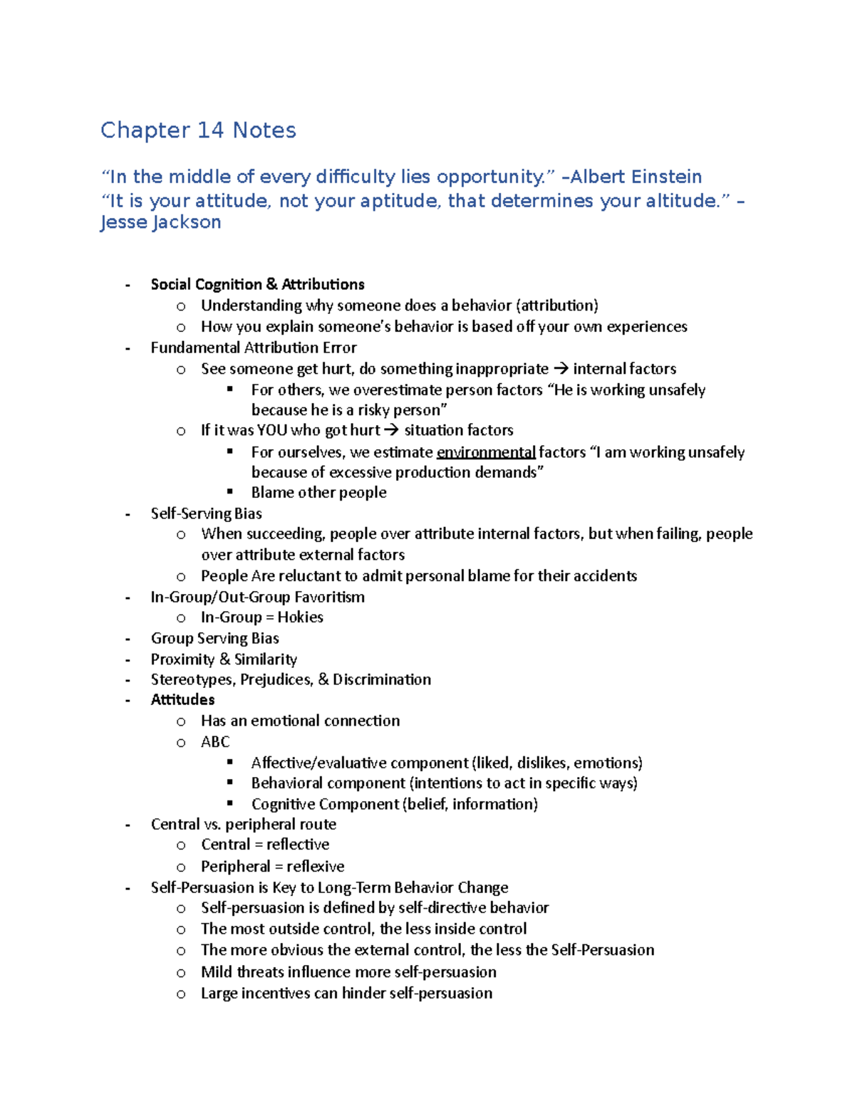 Chapter 14 Notes - Chapter 14 Notes “In the middle of every difficulty ...