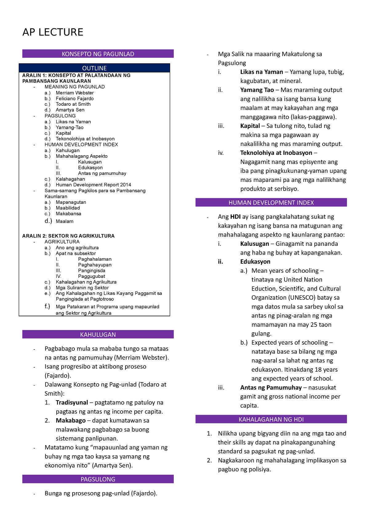 AP Reviewer - Ekonomiks 9 4th Quarter - AP LECTURE KONSEPTO NG PAGUNLAD ...