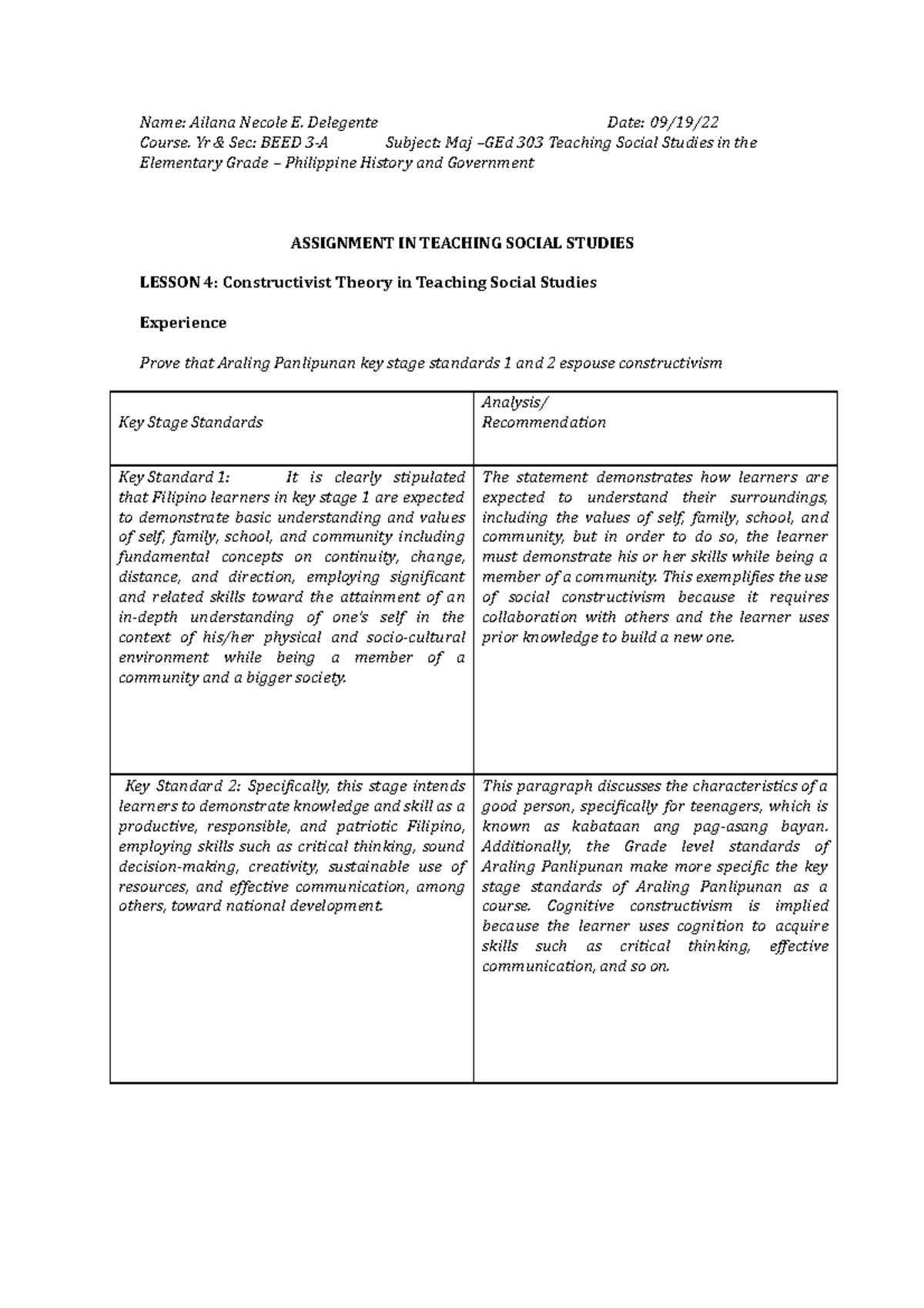 Lesson 4 Output Social studies Name Ailana Necole E. Delegente