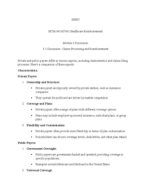 Hcm345 8 Reflection - Snhu Hcm-345-h7961 Healthcare Reimbursement 