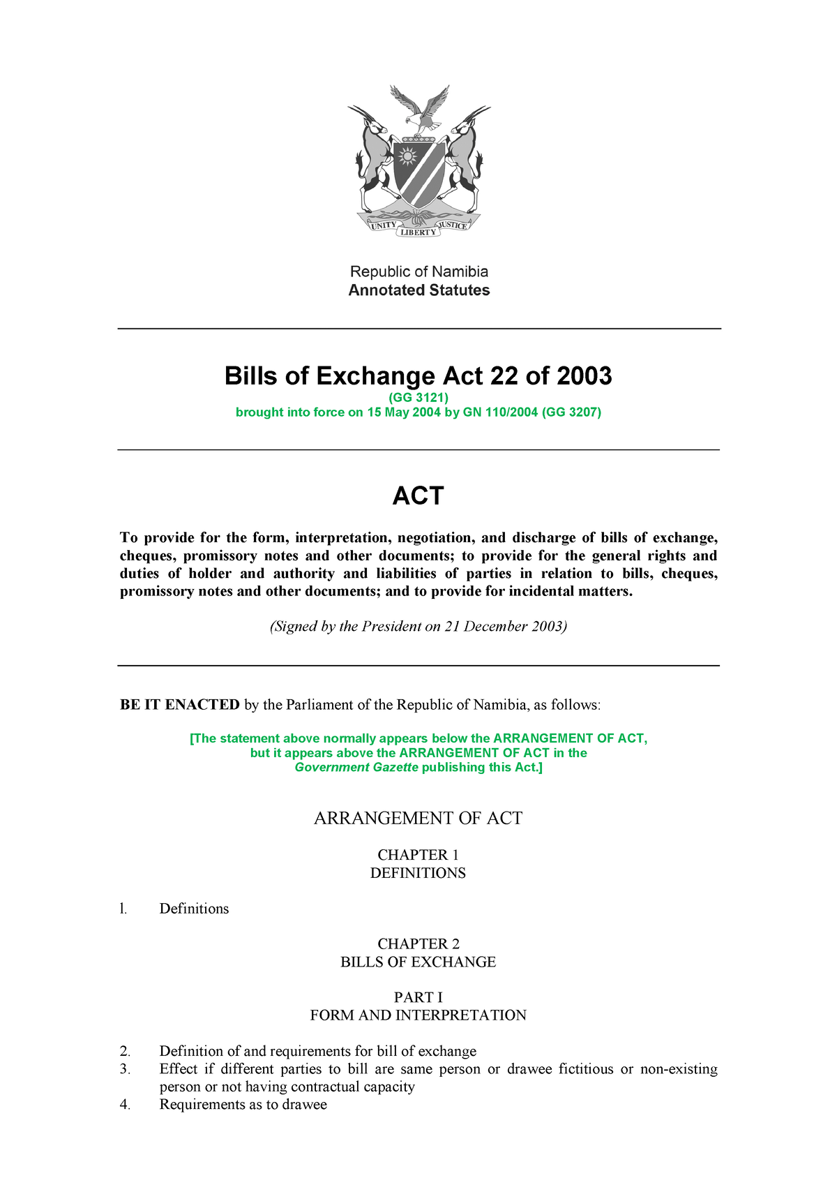 Bills Of Exchange Act 22 Of 2003 Bills Of Exchange Act 22 Of 2003 GG   Thumb 1200 1698 