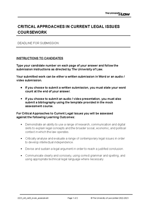 Cricial approaches WS 1 Task 1 - CRITICAL APPROACHES IN CURRENT LEGAL ...
