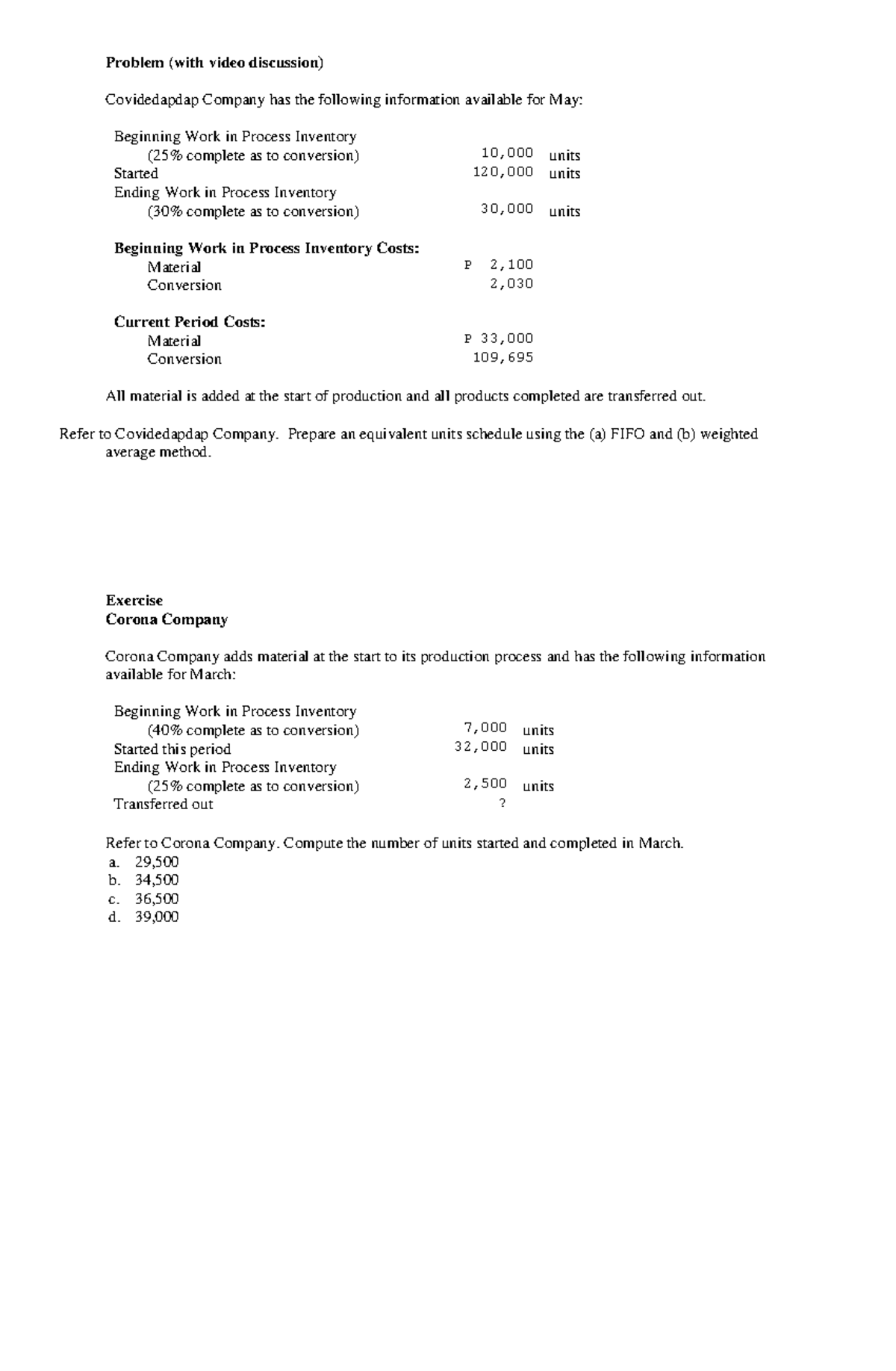 Process Costing 4 Lecture Notes 4 Problem With Video Discussion