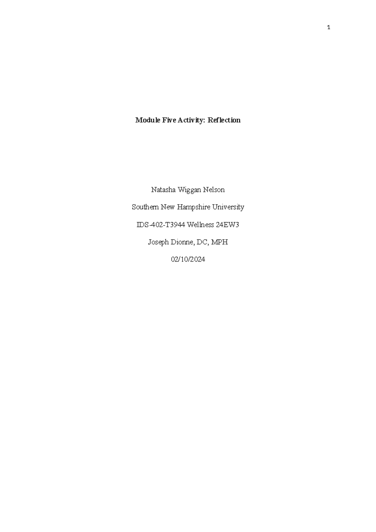 Module Five Activity Reflection - Module Five Activity: Reflection ...
