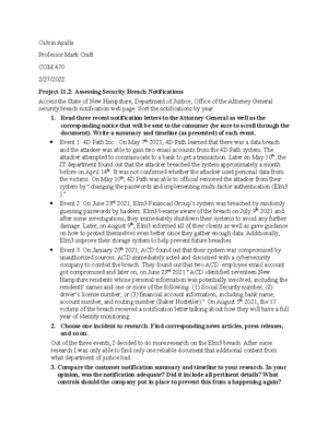 COM 470 Assignment 5 - Chapter 9 - Case Study: Assessing the RSA Cyber ...
