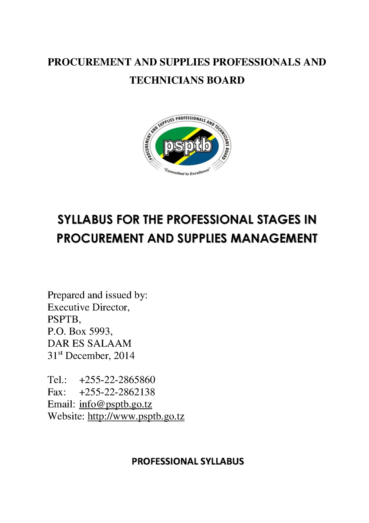 Psptb DEGREE PROCUREMENT AND SUPPLIES PROFESSIONALS AND TECHNICIANS