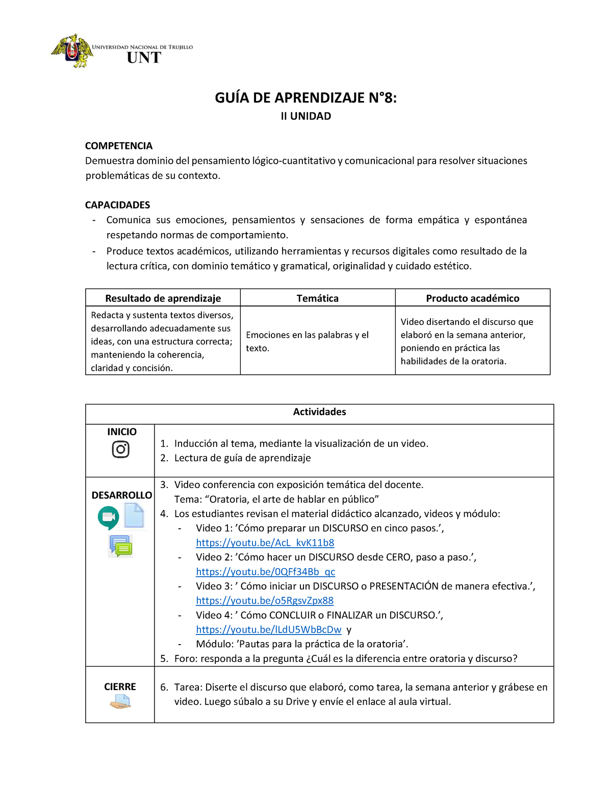 01) Guía De Aprendizaje 08 - GUÍA DE APRENDIZAJE N°8: II UNIDAD ...