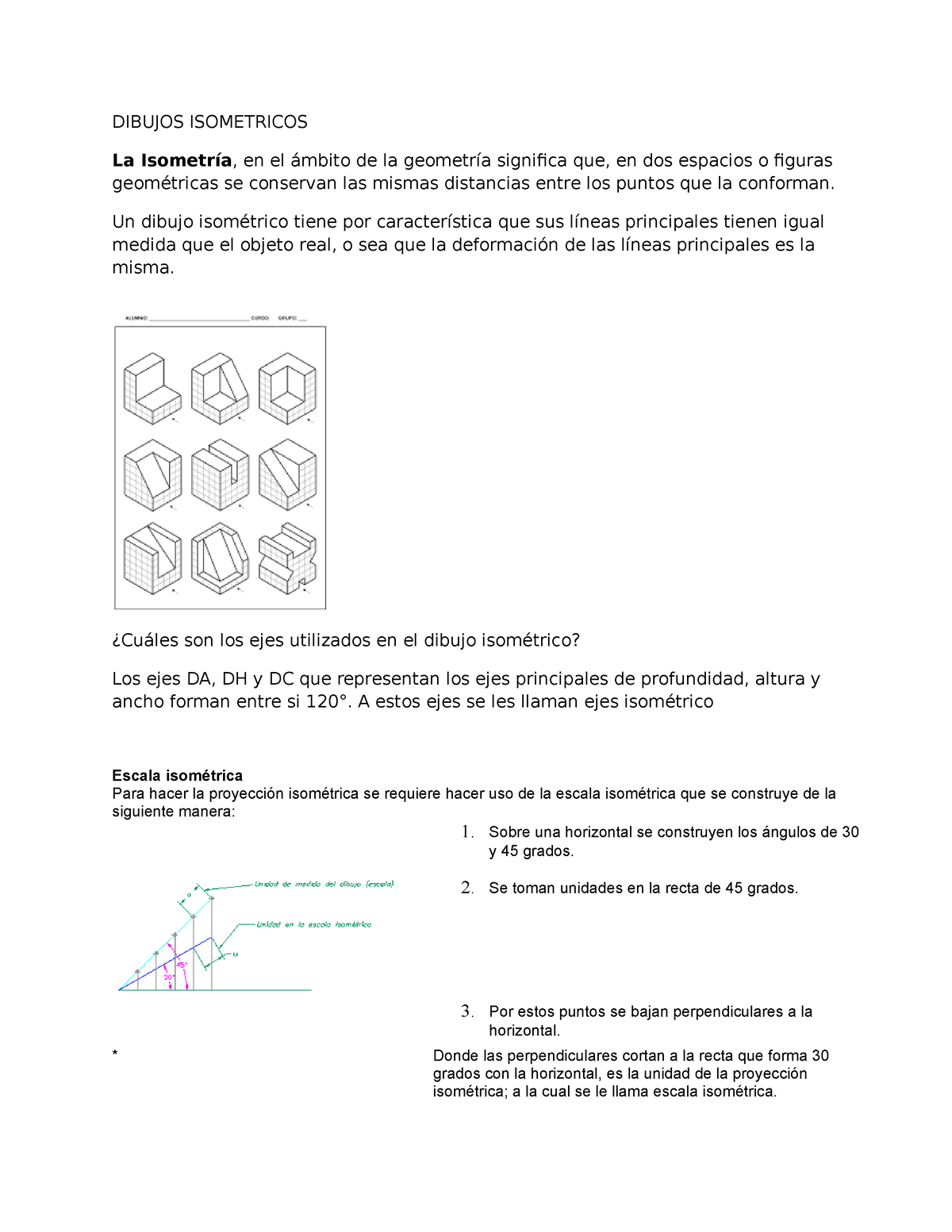 Dibujos Isometricos - Manual de isométricos - DIBUJOS ISOMETRICOS La  Isometría, en el ámbito de la - Studocu