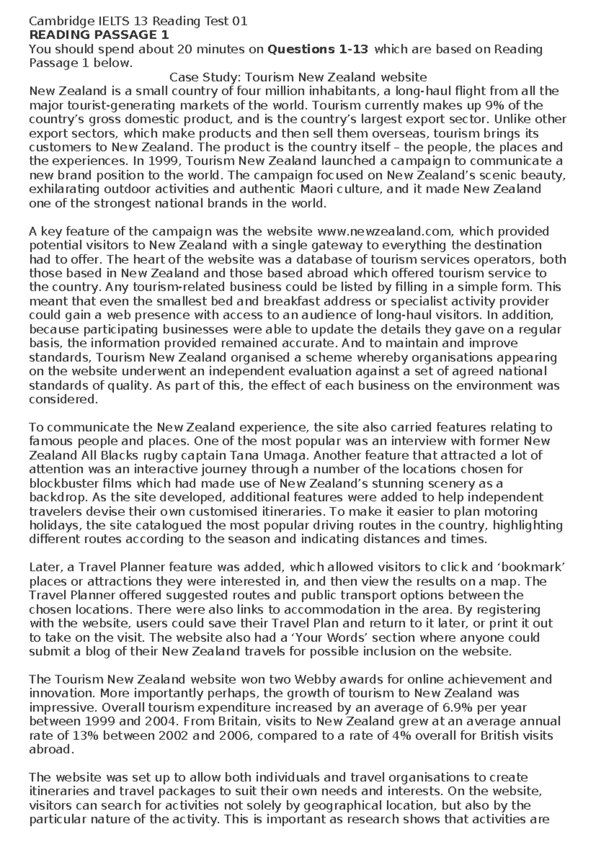 Cambridge Ielts 13 Reading Test 01 Cambridge Ielts 13 Reading Test 01