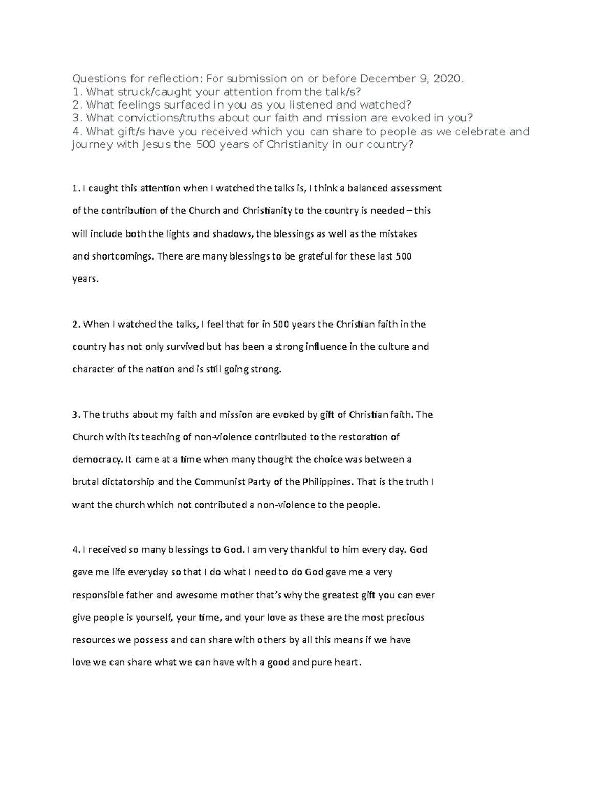 Activity 3 Vincentian Questions for reflection For submission on or