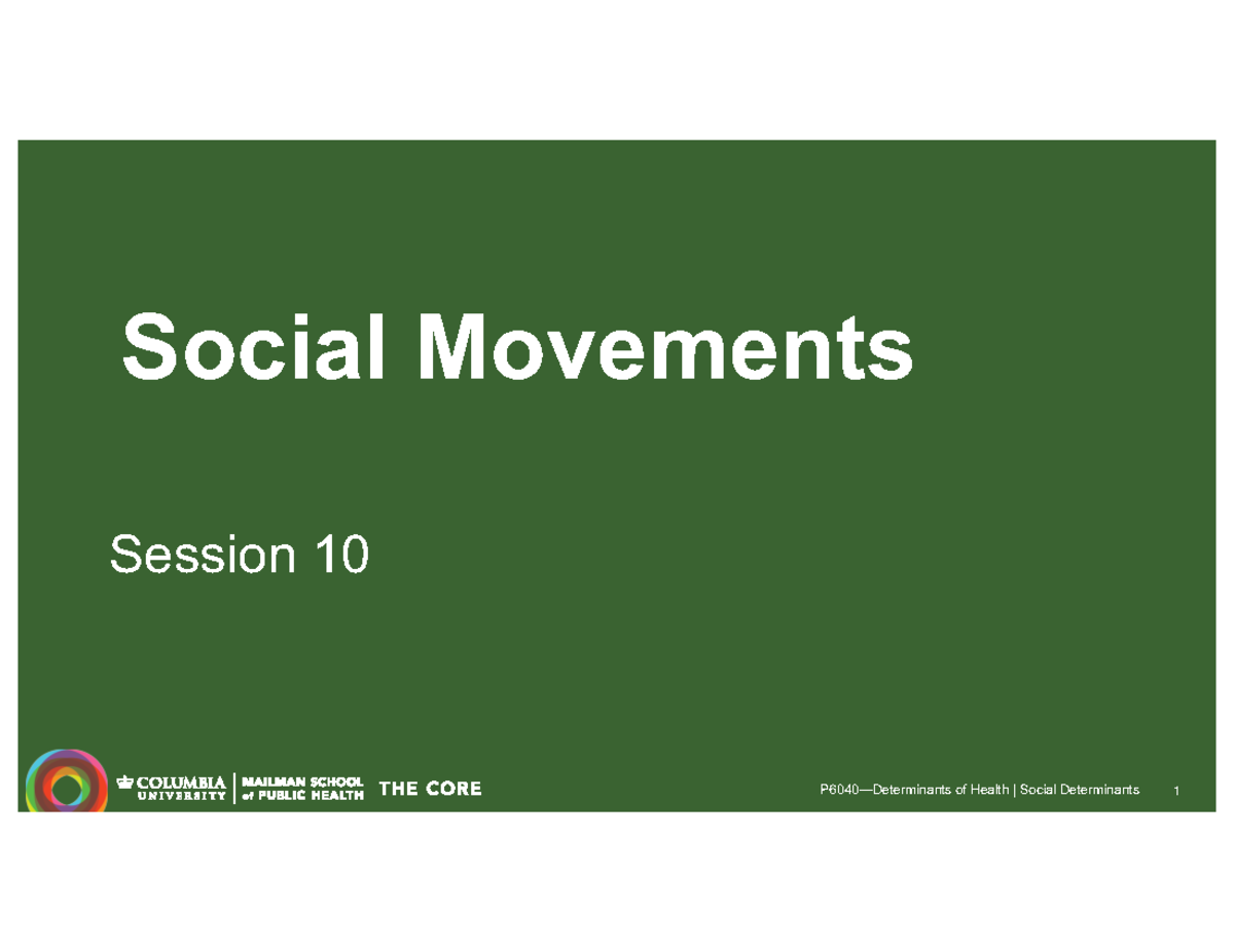 SD 10 Social Movements Social Movements Session 10 Social movement