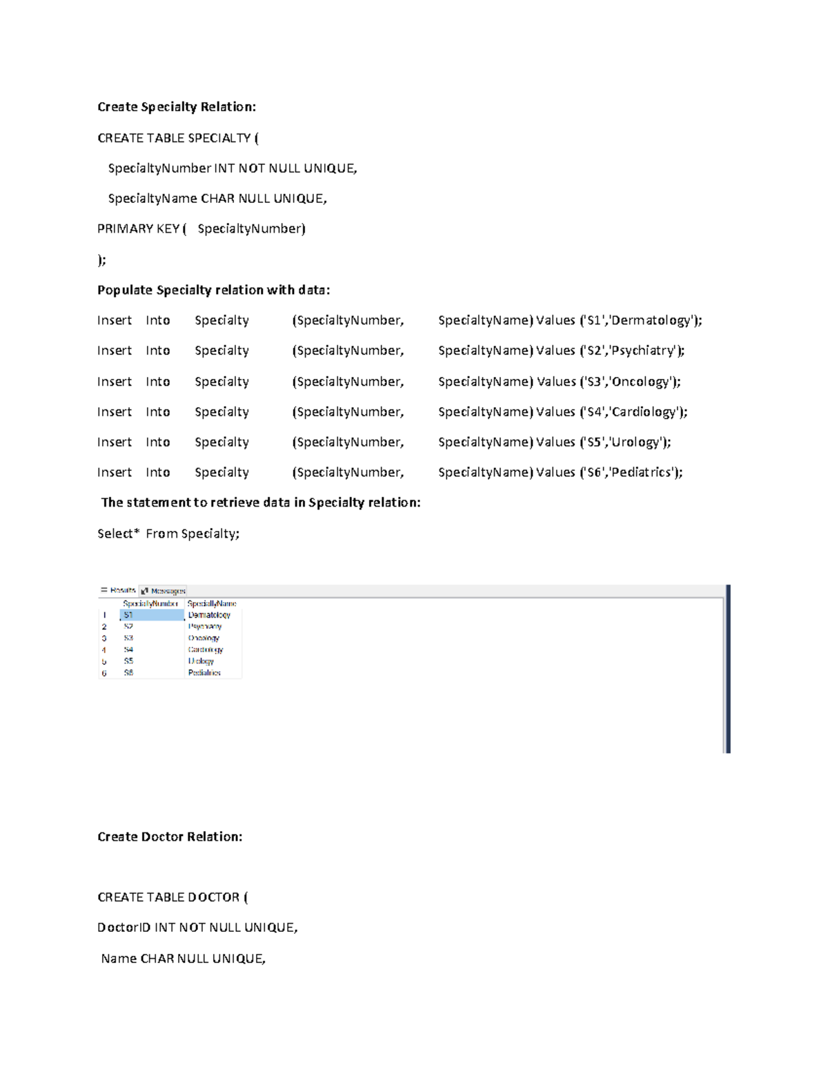 Assign.Unit 7 - Unit 7 assignment answer. - Create Specialty Relation ...