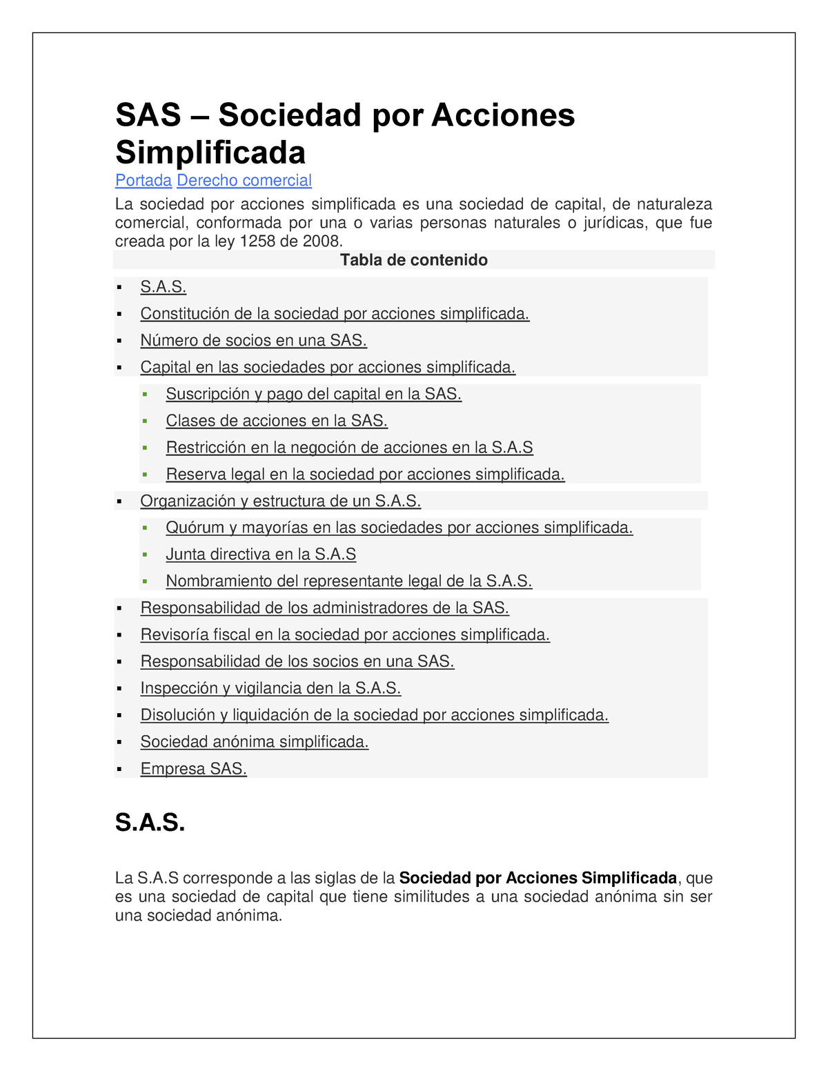 Sas Colombia Contabilidad Sas – Sociedad Por Acciones Simplificada