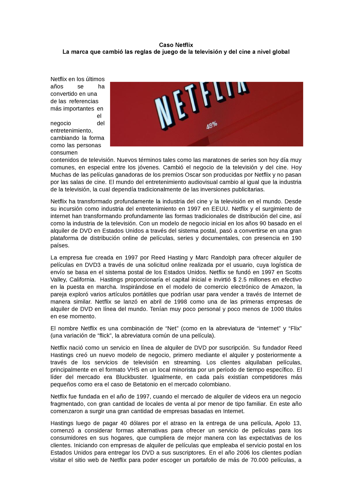 Caso Netflix Examen T Caso Netflix La Marca Que Cambi Las Reglas