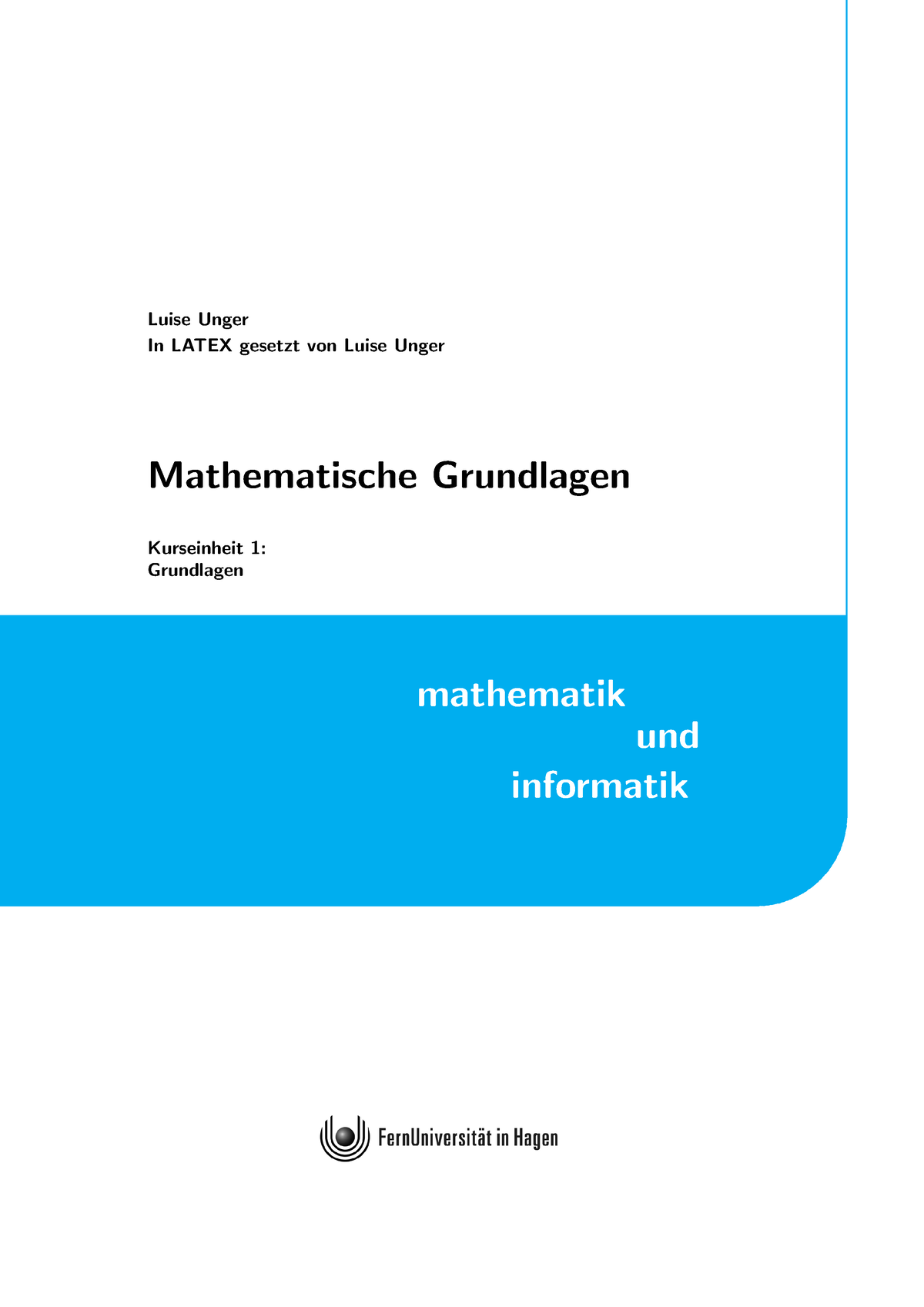 1141-KE1 - Mathe - Luise Unger In LATEX Gesetzt Von Luise Unger ...