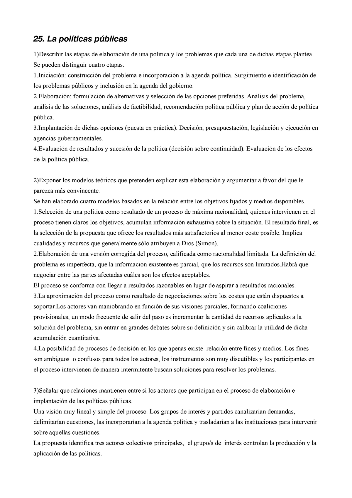 25. POLÍ Ticas PÚ Blicas - 25. La Políticas Públicas 1)Describir Las ...